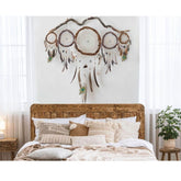 Juego de atrapasueños de 120 cm de ancho: 5 piezas bohemias para colgar en la pared con cristal de cuarzo, colores personalizados, ideal como decoración espiritual sobre la cama.